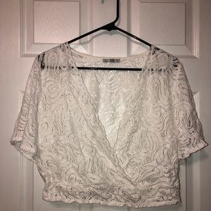 ZARA Cropped Lace Short-Sleeve